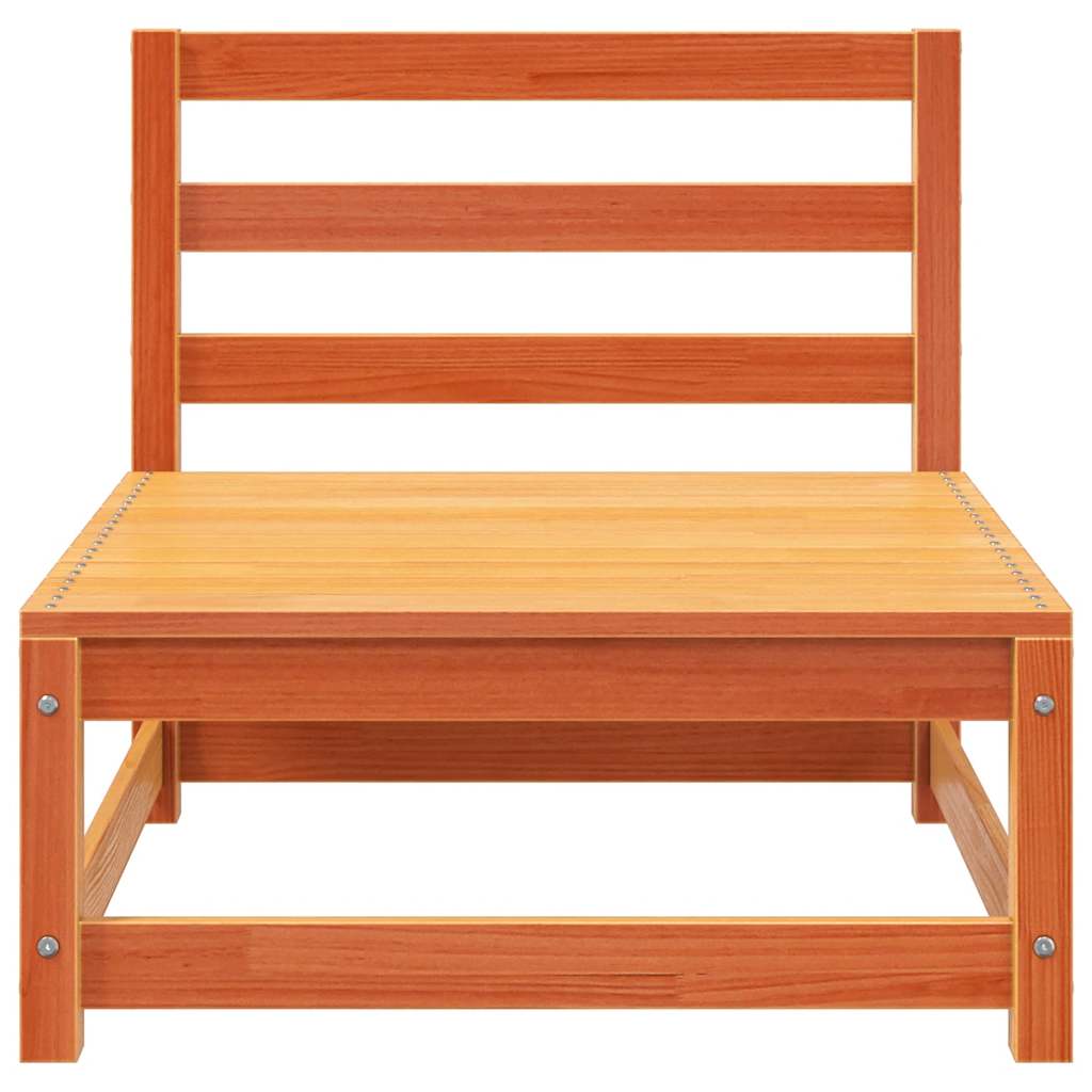 hjørnemodul til havesofa u. armlæn 70x70x67 cm massivt træ brun