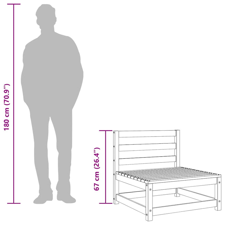 hjørnemodul til havesofa u. armlæn 70x70x67 cm massivt træ brun