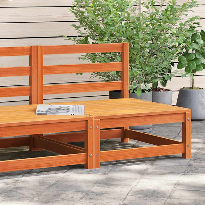 hjørnemodul til havesofa u. armlæn 70x70x67 cm massivt træ brun