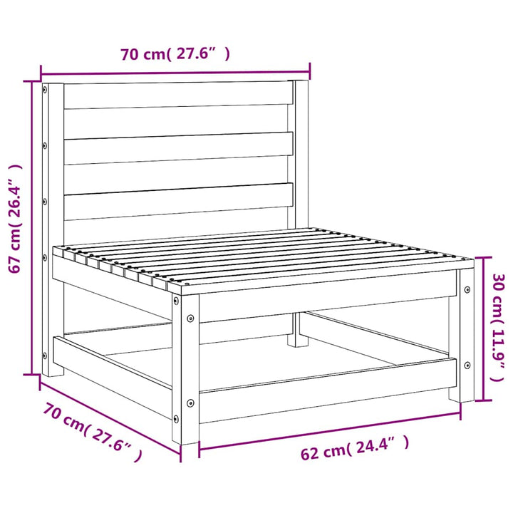 sofamodul 2 stk. 70x70x67 cm uden armlæn imprægneret fyrretræ