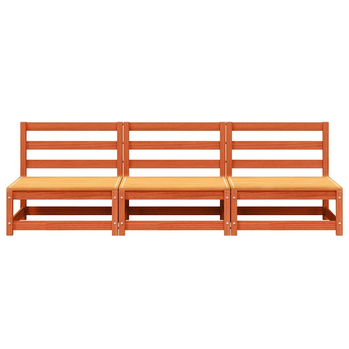 hjørnemoduler u. armlæn 3 stk 70x70x67 cm massivt træ brun
