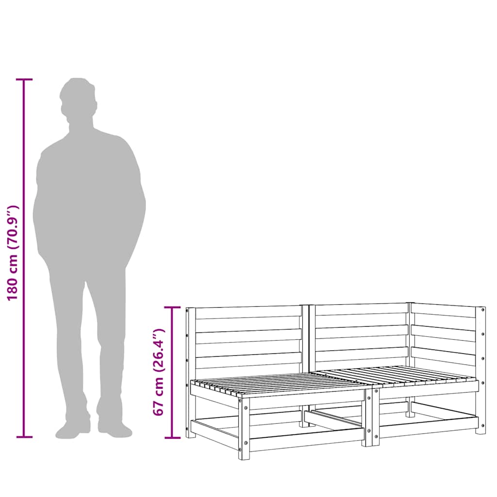 2-personers havesofa massivt fyrretræ hvid