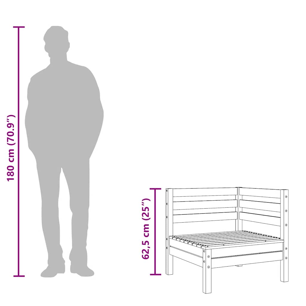 hjørnemoduler 2 stk. til havesofa massivt fyrretræ gyldenbrun