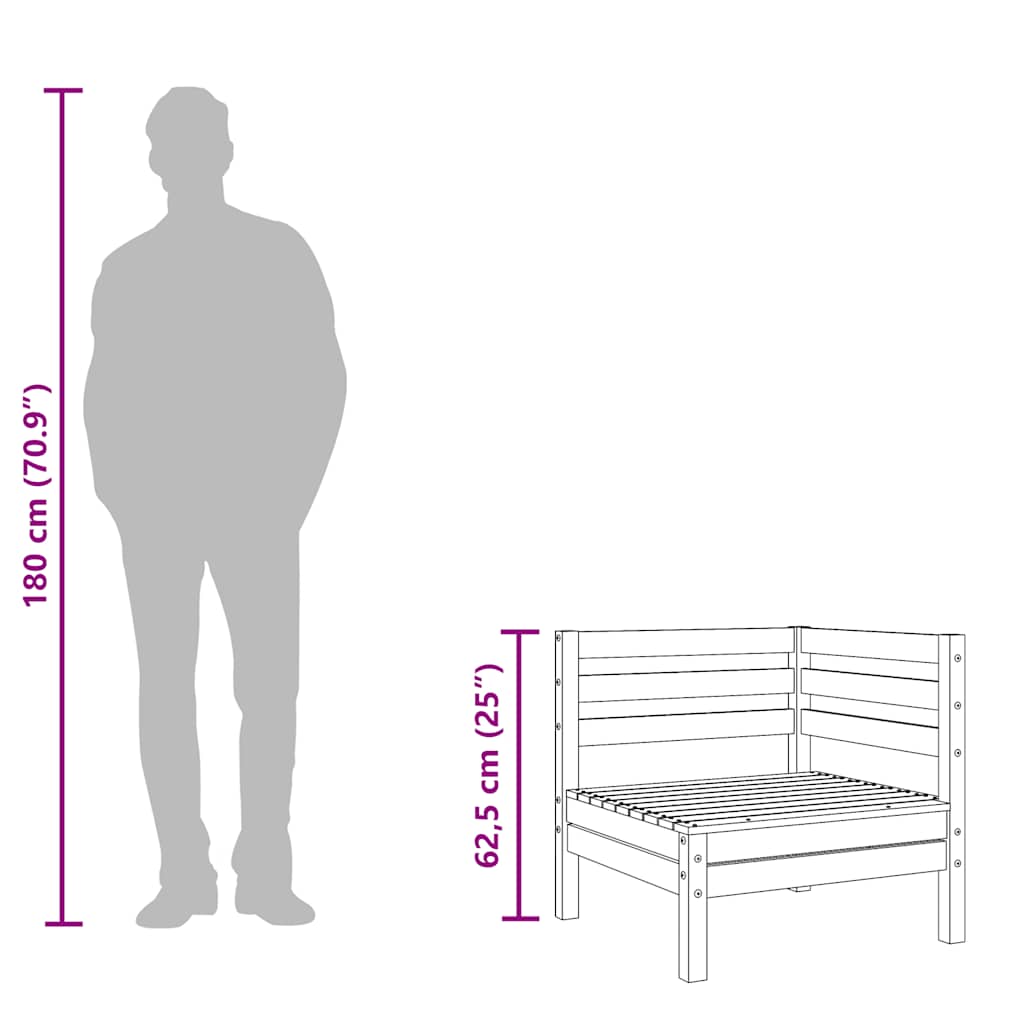 2-personers havesofa med fodskammel imprægneret fyrretræ