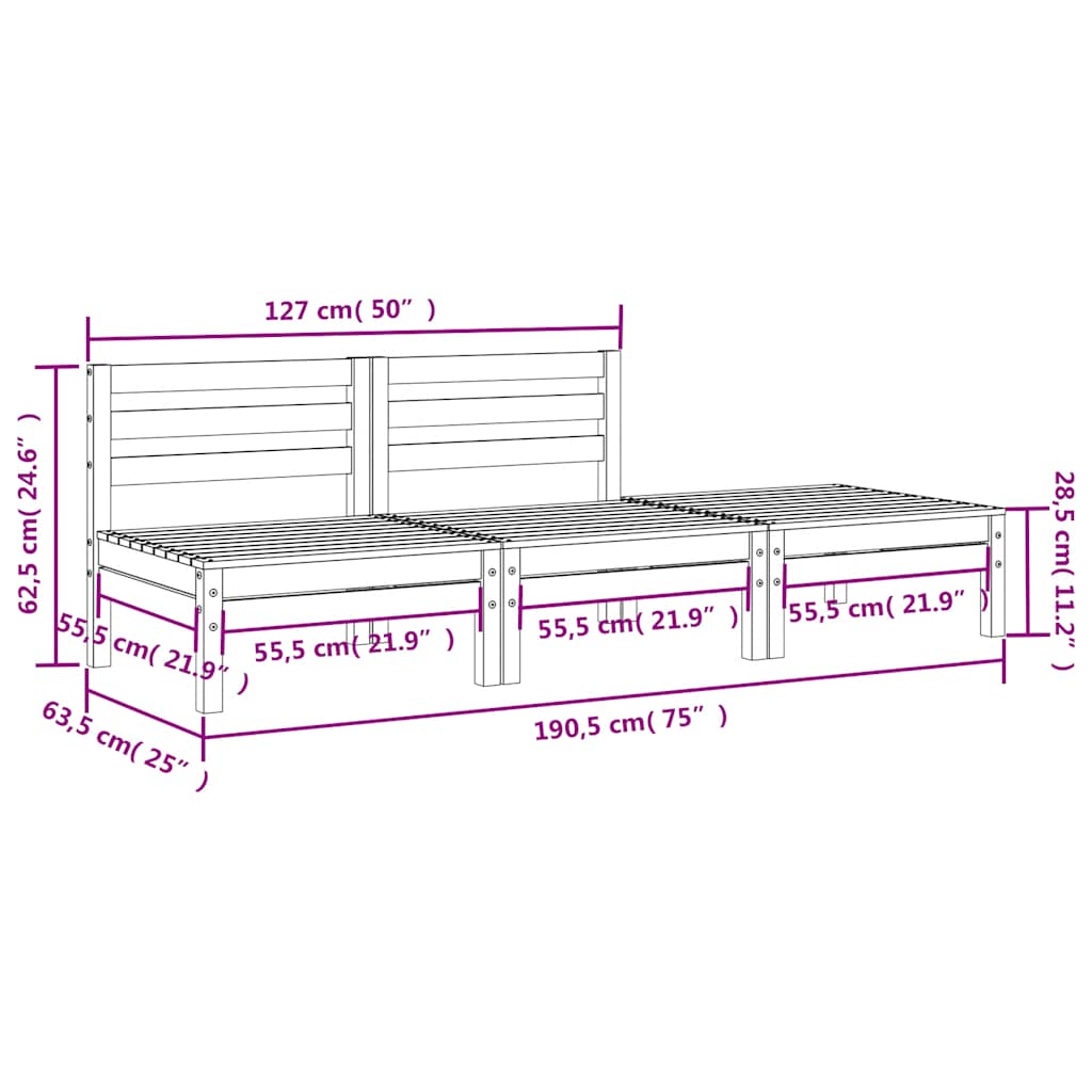 3-personers havesofa massivt douglasgran