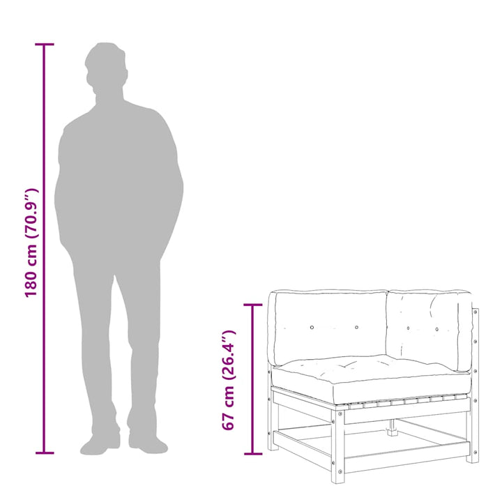 hjørnemodul til havesofa med hynder imprægneret fyrretræ
