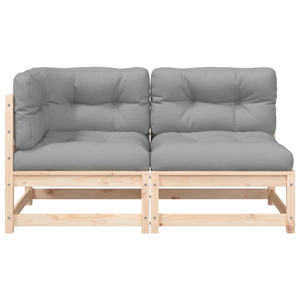 2-personers havesofa m. hynder massivt fyrretræ