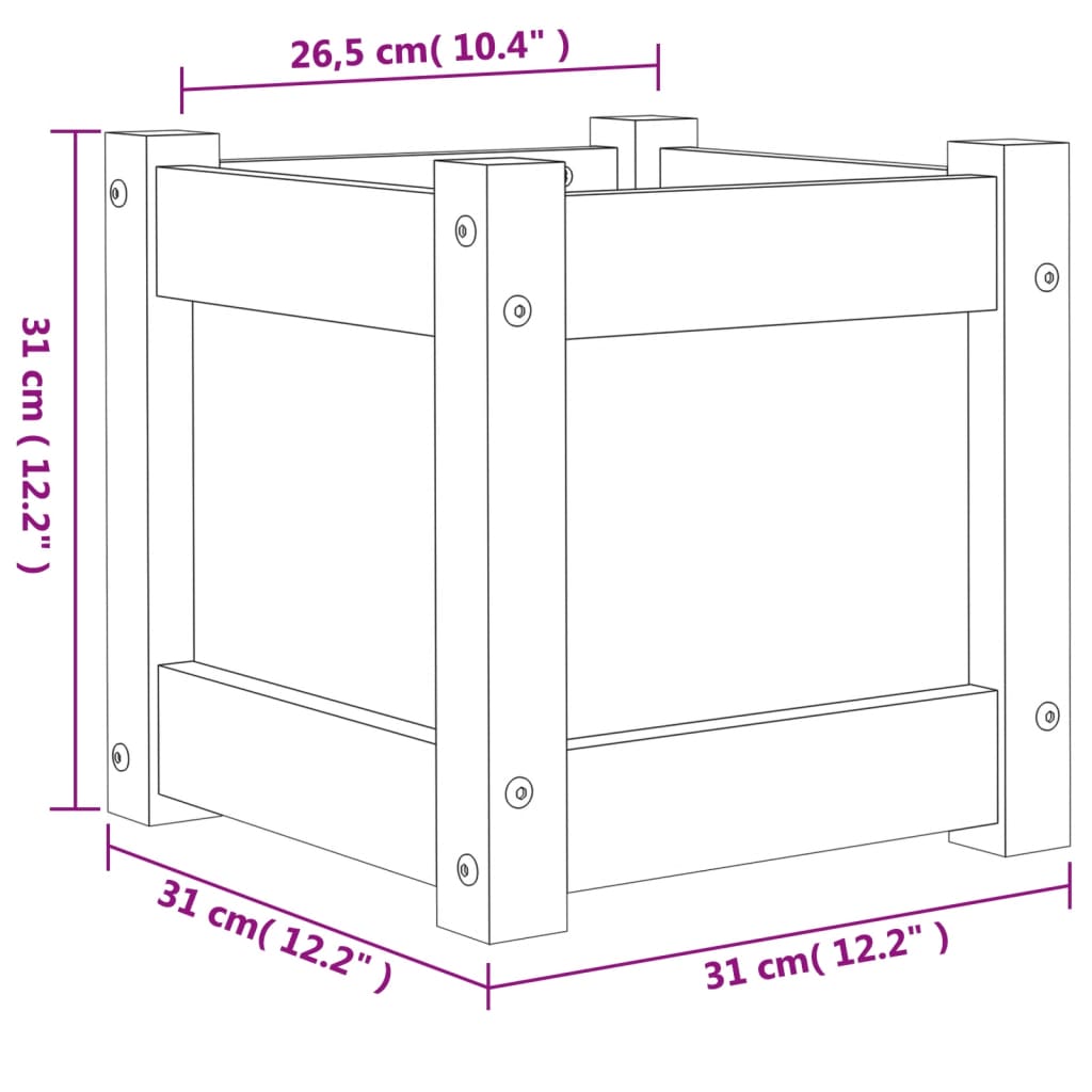 plantekasse 31x31x31 cm massivt fyrretræ