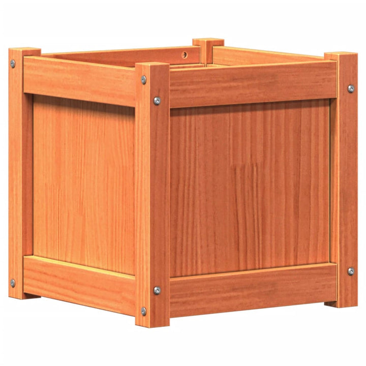 plantekasse 40x40x40 cm massivt fyrretræ gyldenbrun