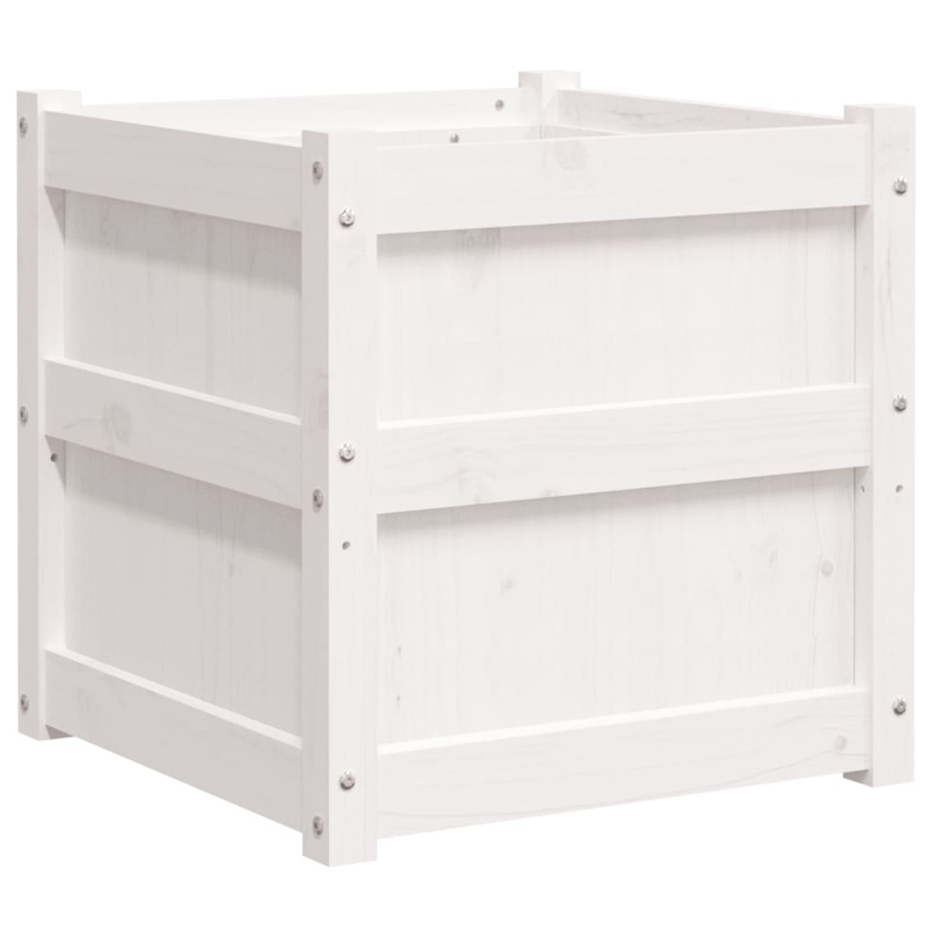 plantekasse 50x50x50 cm massivt fyrretræ hvid