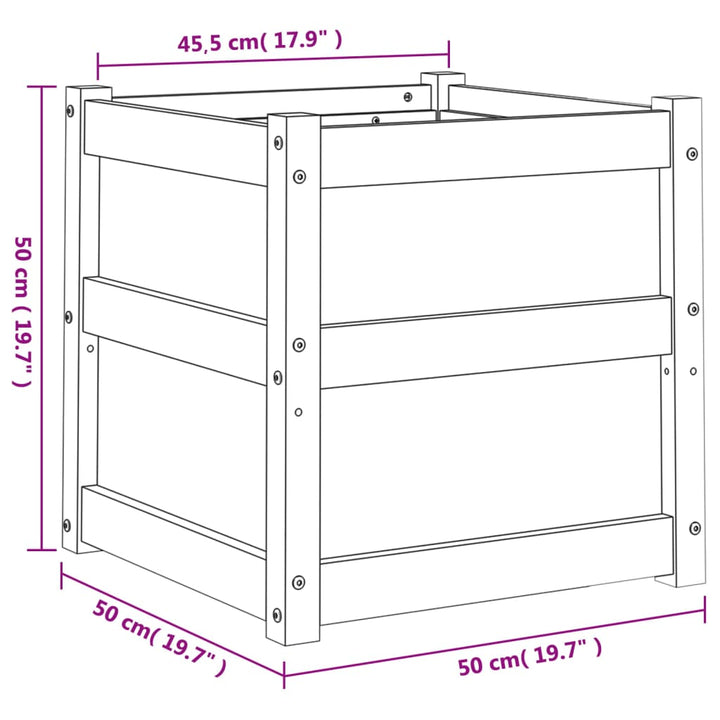 plantekasse 50x50x50 cm massivt fyrretræ hvid