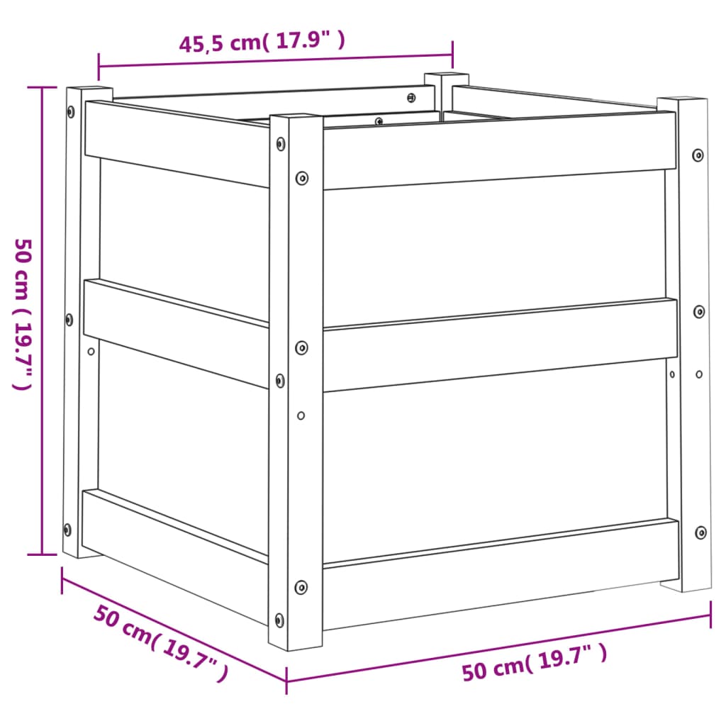 plantekasse 50x50x50 cm massivt fyrretræ hvid