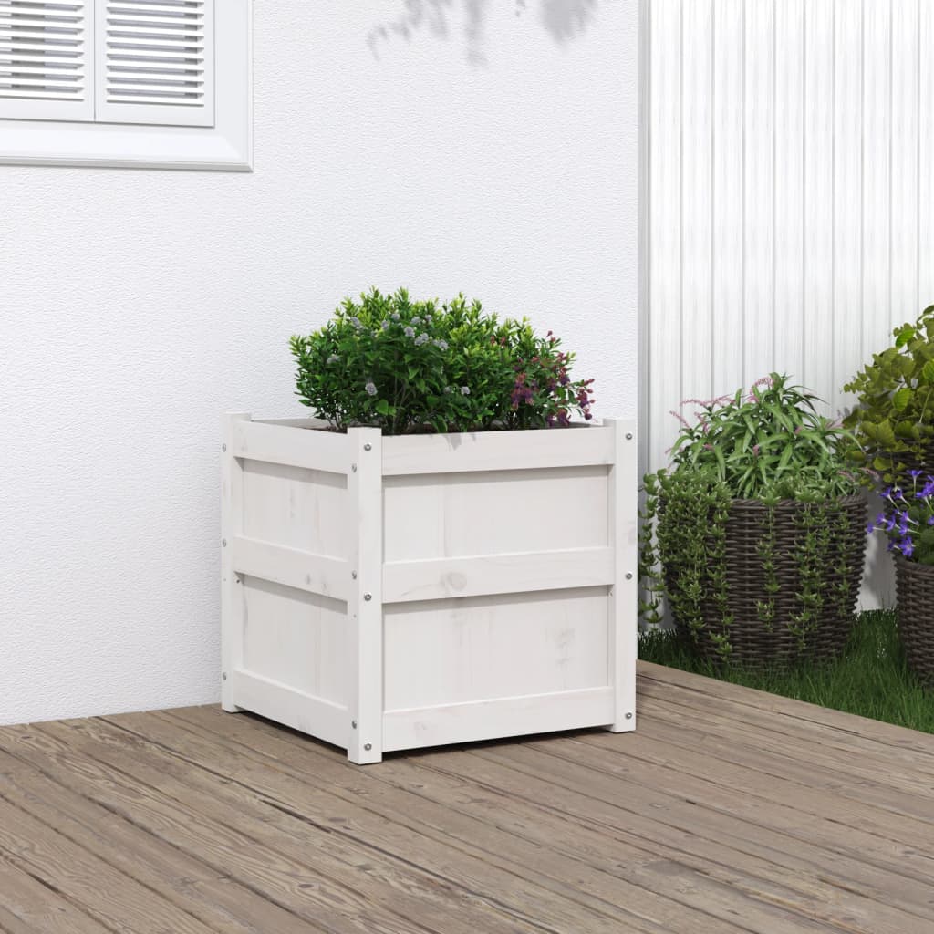 plantekasse 50x50x50 cm massivt fyrretræ hvid