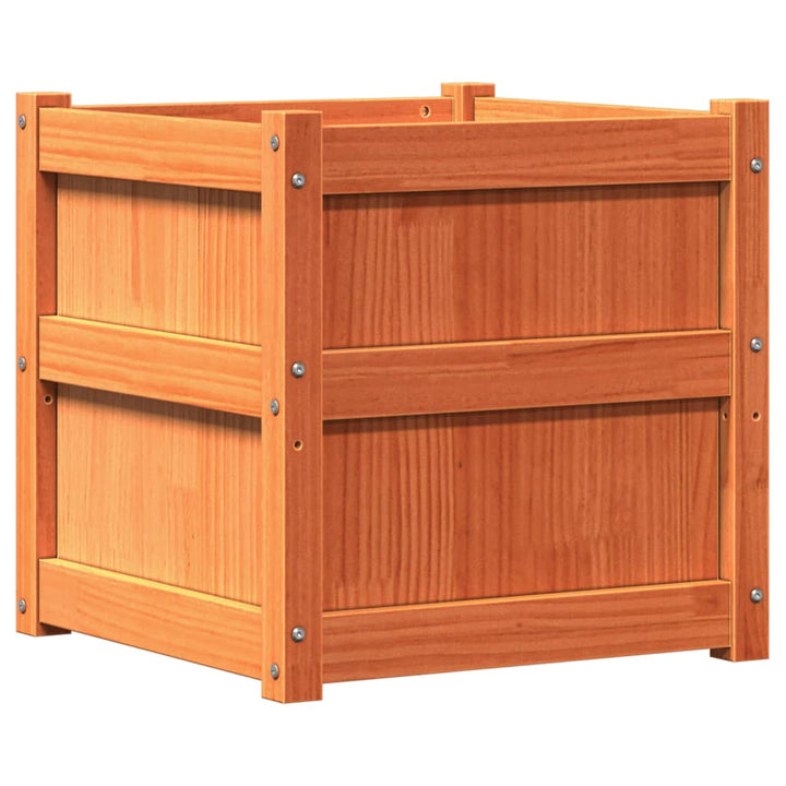 plantekasse 50x50x50 cm massivt fyrretræ gyldenbrun