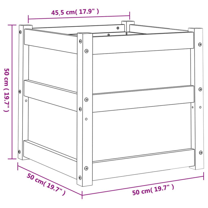 plantekasse 50x50x50 cm massivt fyrretræ gyldenbrun