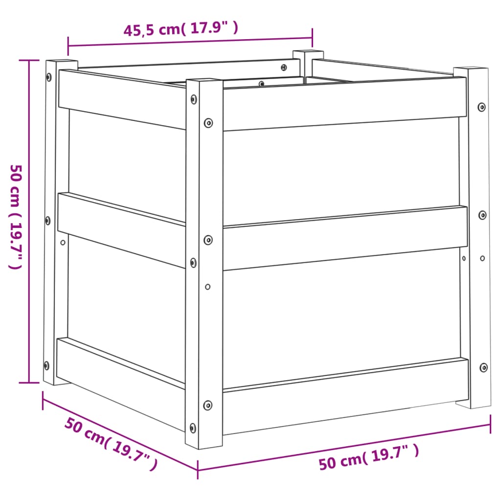 plantekasse 50x50x50 cm imprægneret fyrretræ