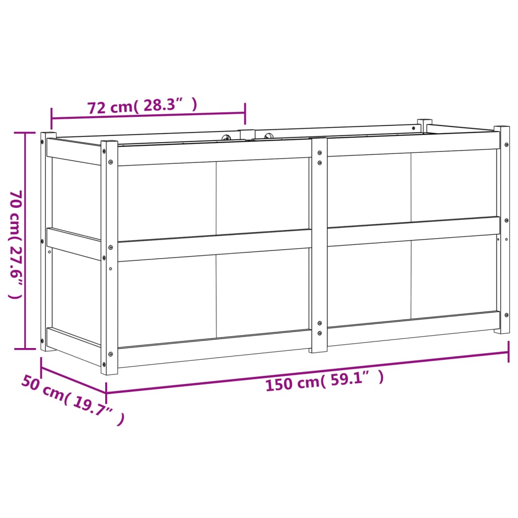 plantekasse 150x50x70 cm massivt douglasgran