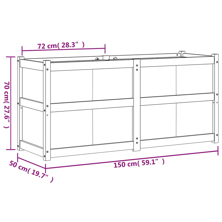 plantekasse 150x50x70 cm massivt douglasgran