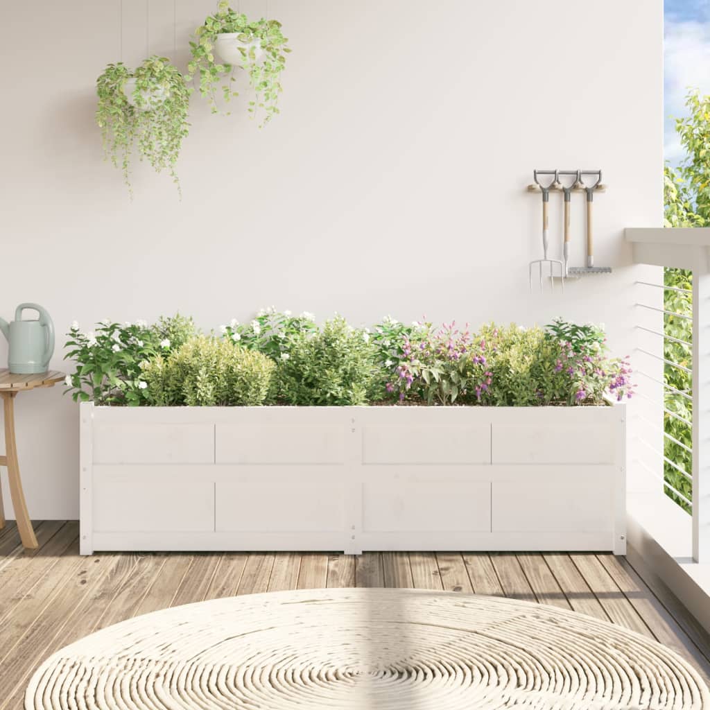 plantekasse 180x50x50 cm massivt fyrretræ hvid