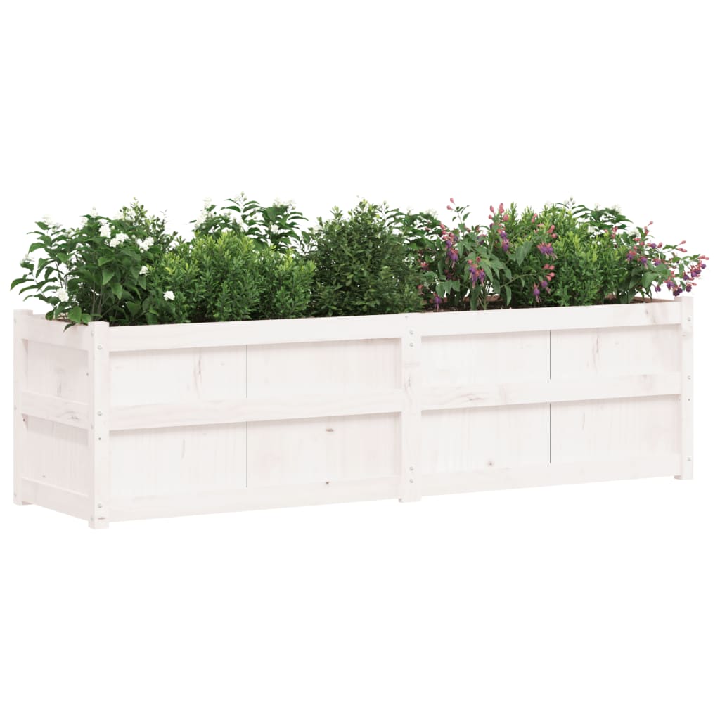 plantekasse 180x50x50 cm massivt fyrretræ hvid