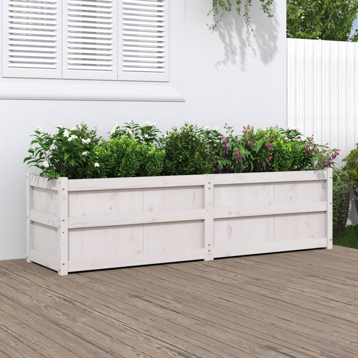 plantekasse 180x50x50 cm massivt fyrretræ hvid