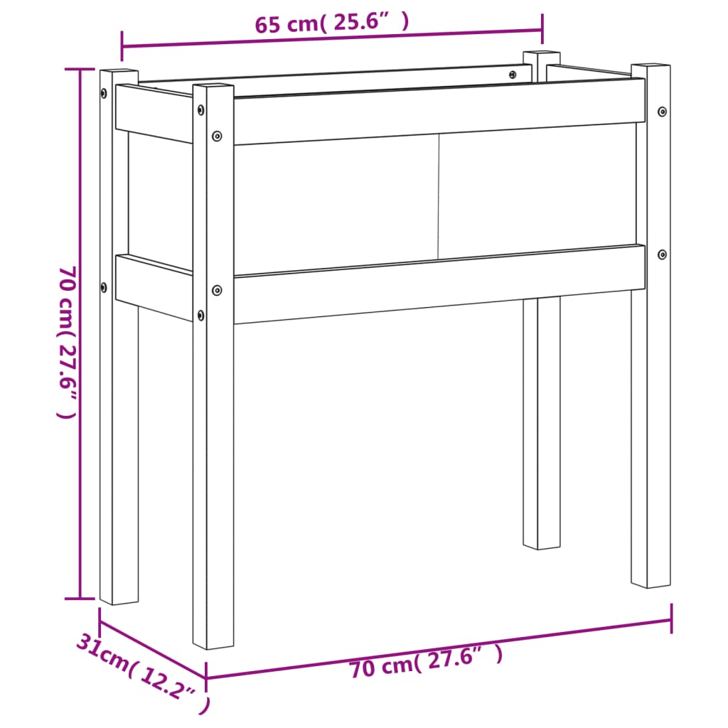 plantekasse med ben 70x31x70 cm massivt fyrretræ