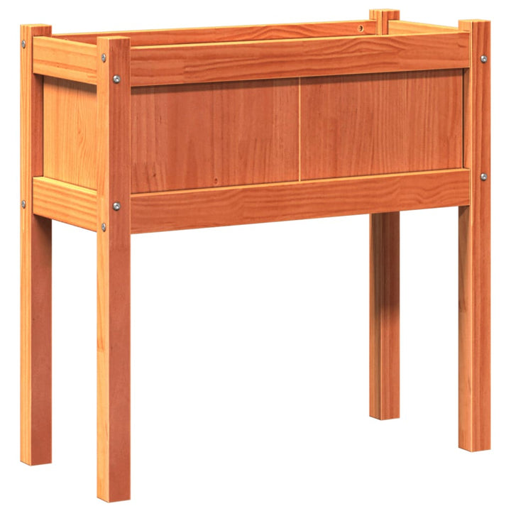 plantekasse med ben 70x31x70 cm massivt fyrretræ gyldenbrun