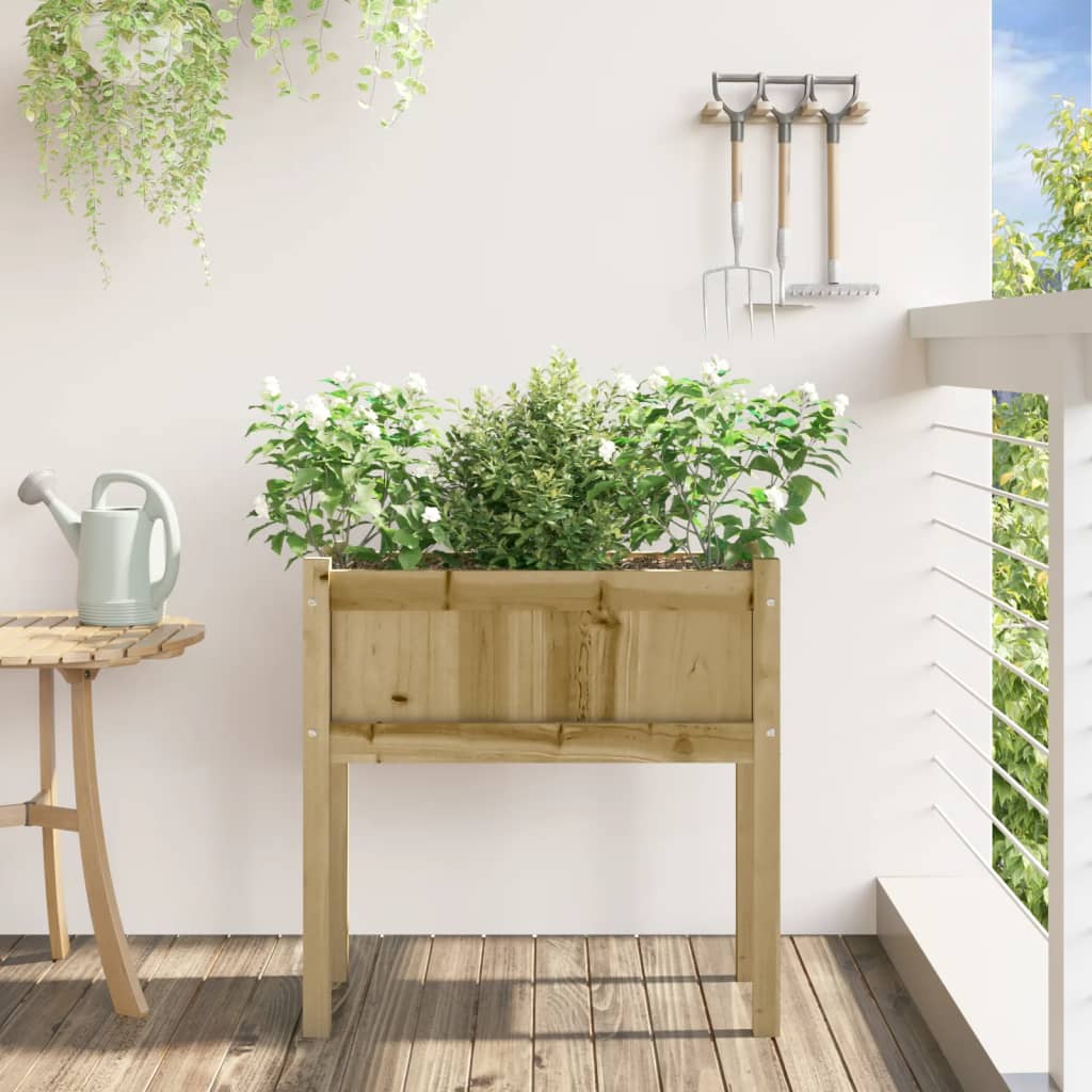 plantekasse med ben 70x31x70 cm imprægneret fyrretræ
