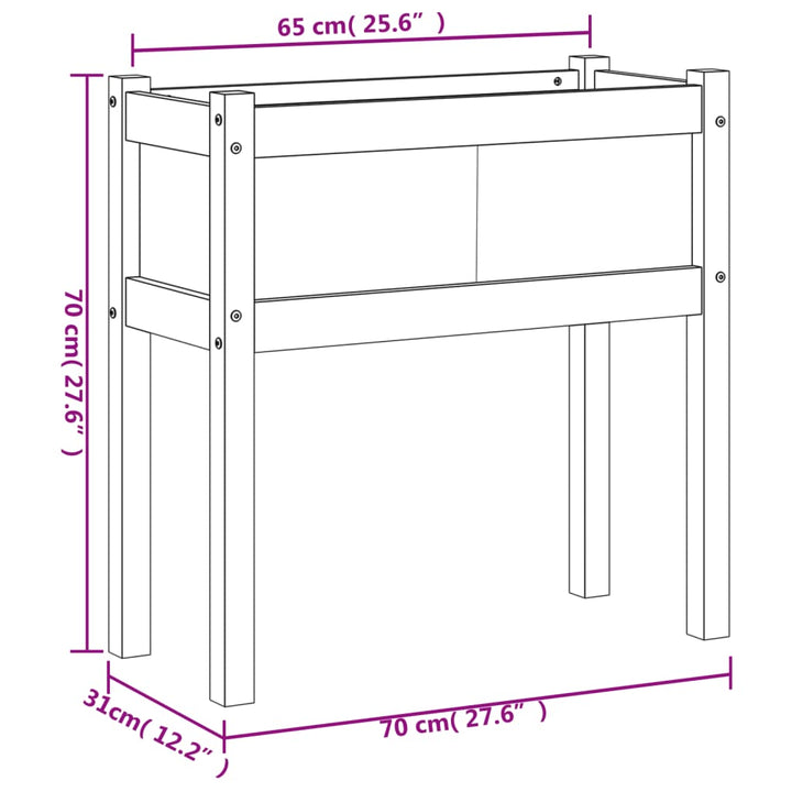 plantekasse med ben 70x31x70 cm imprægneret fyrretræ