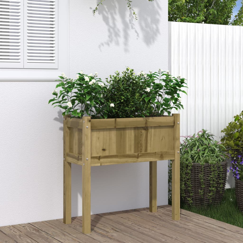 plantekasse med ben 70x31x70 cm imprægneret fyrretræ