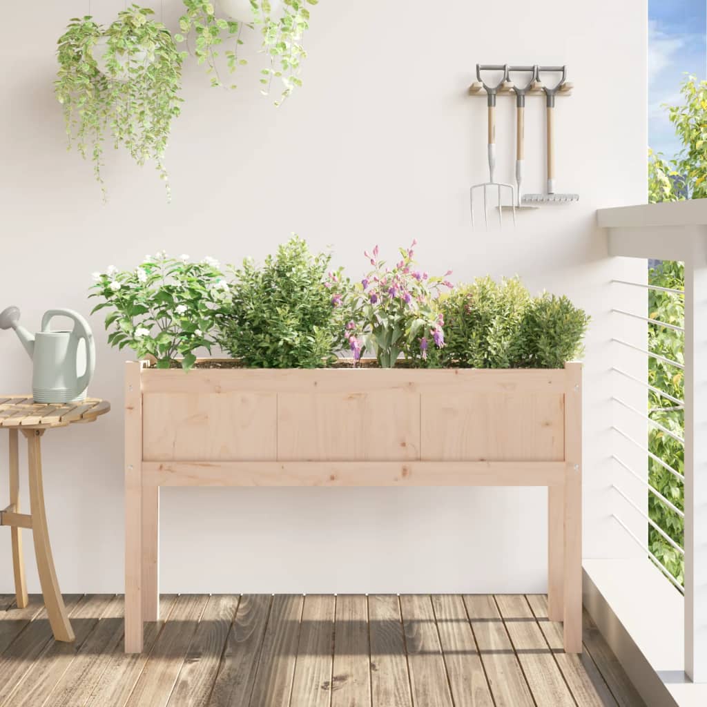 plantekasse med ben 110x31x70 cm massivt fyrretræ