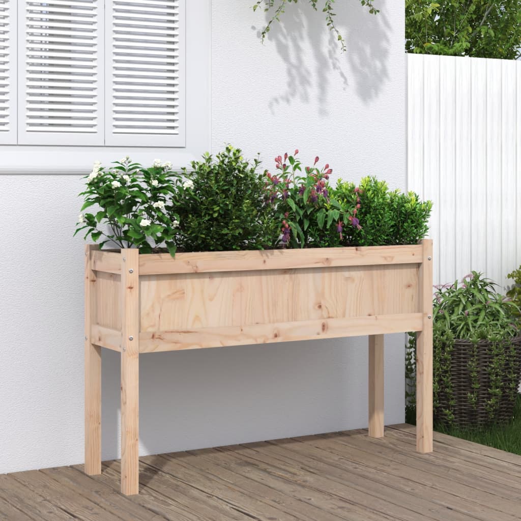 plantekasse med ben 110x31x70 cm massivt fyrretræ