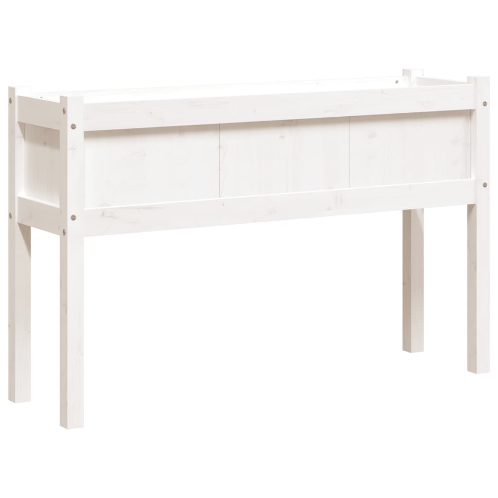 plantekasse med ben 110x31x70 cm massivt fyrretræ hvid