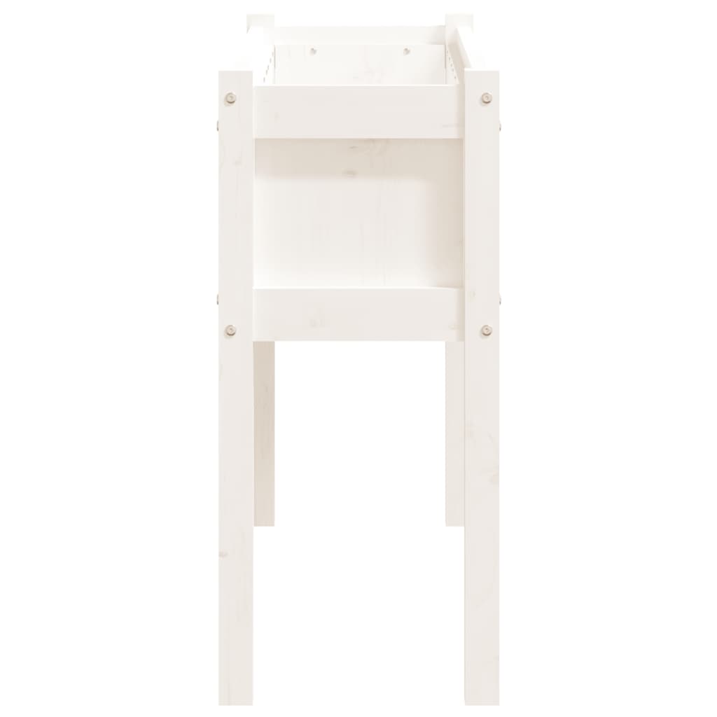 plantekasse med ben 110x31x70 cm massivt fyrretræ hvid