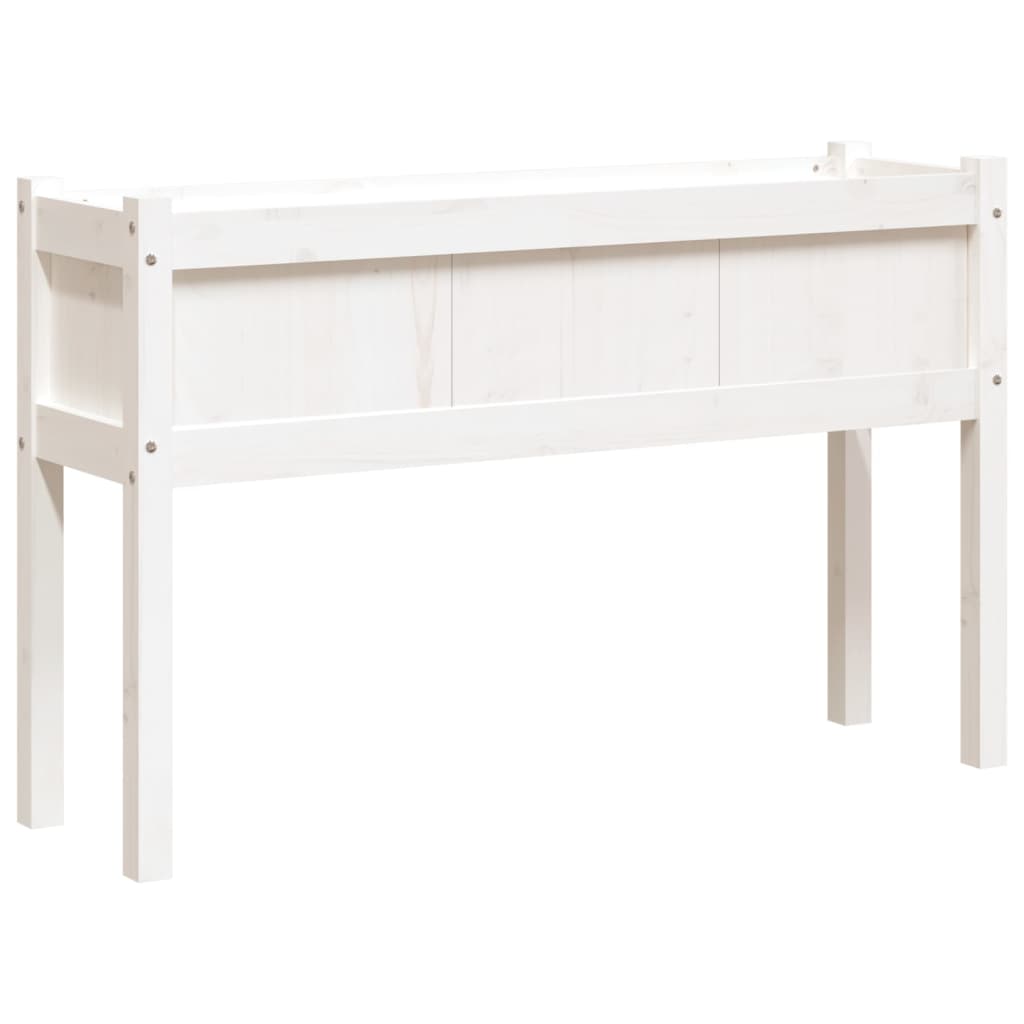 plantekasse med ben 110x31x70 cm massivt fyrretræ hvid