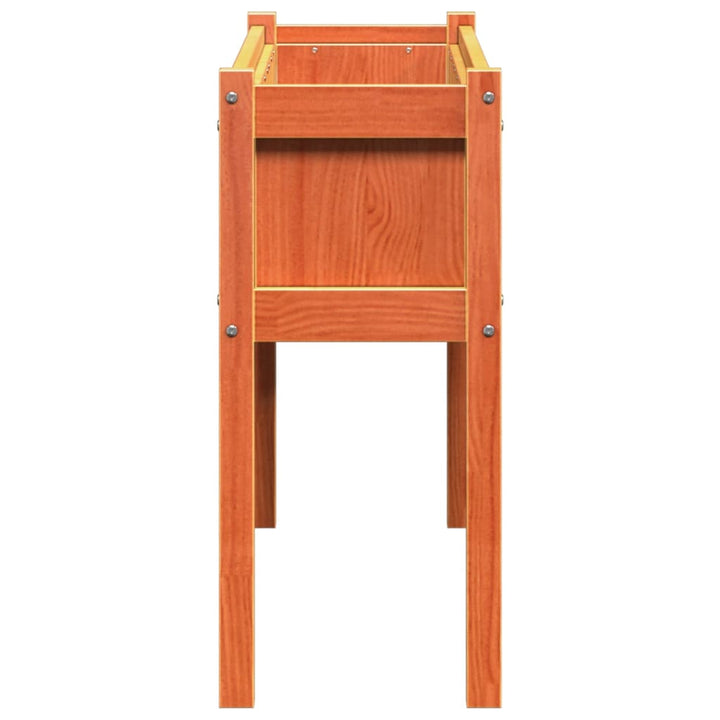 plantekasse med ben 110x31x70 cm massivt fyrretræ gyldenbrun