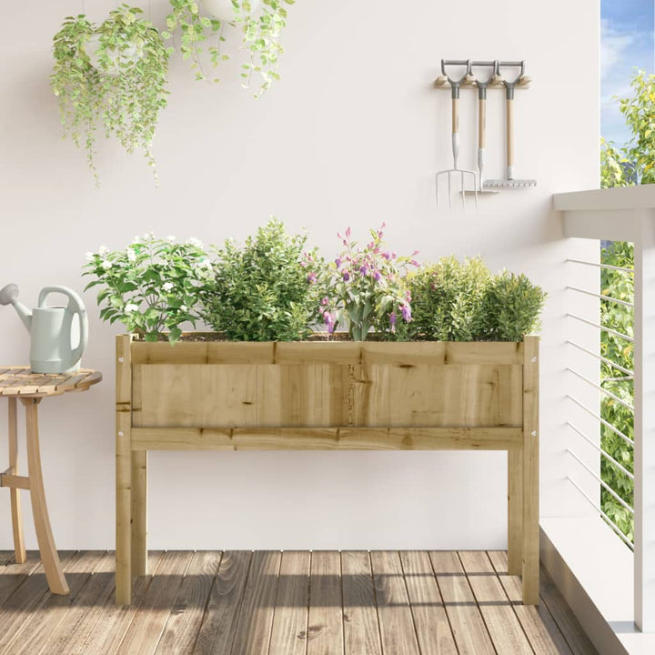 plantekasse med ben 110x31x70 cm imprægneret fyrretræ