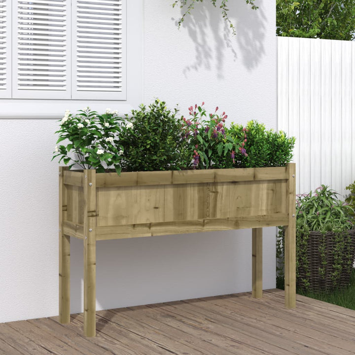 plantekasse med ben 110x31x70 cm imprægneret fyrretræ