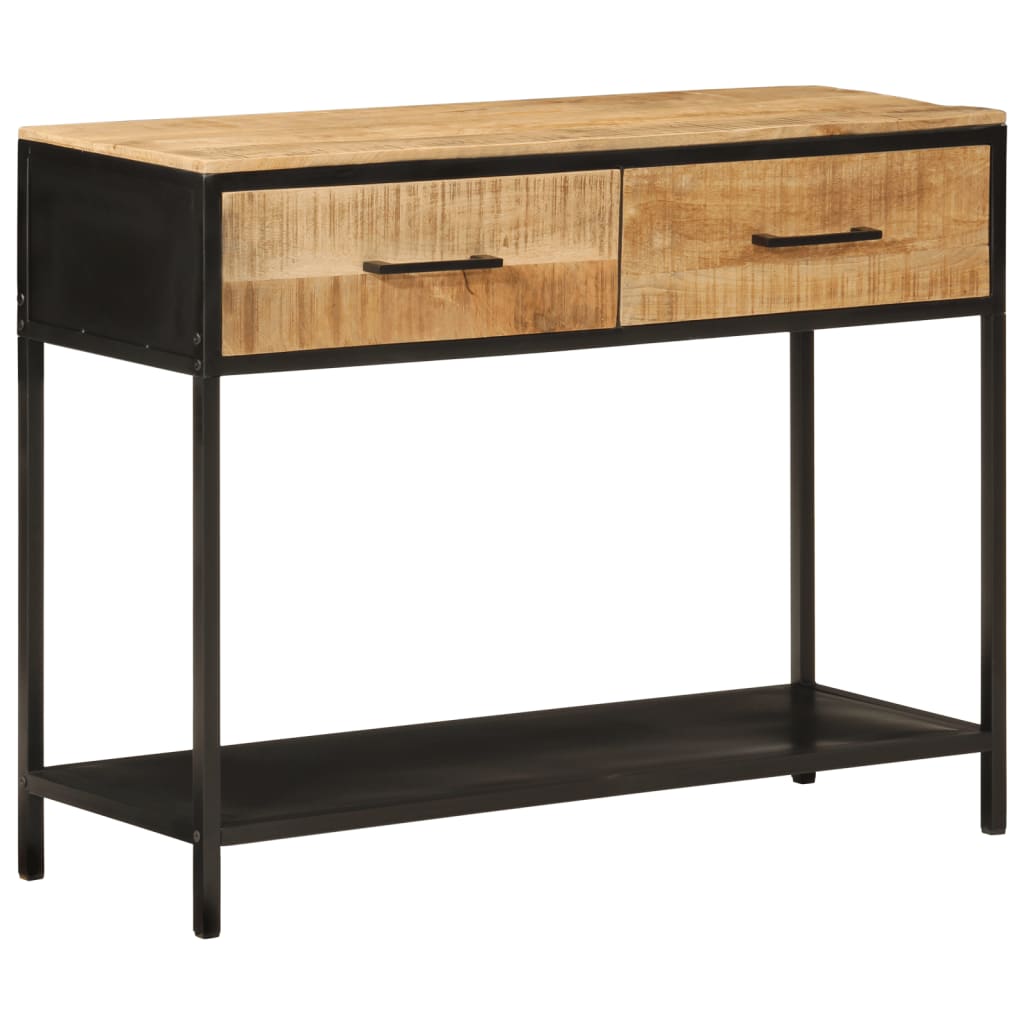 konsolbord 100x35x76 cm massivt mangotræ og jern