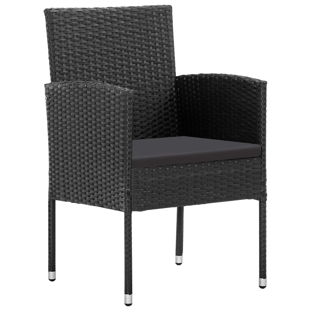 spisebordssæt til haven 5 dele polyrattan og stål sort