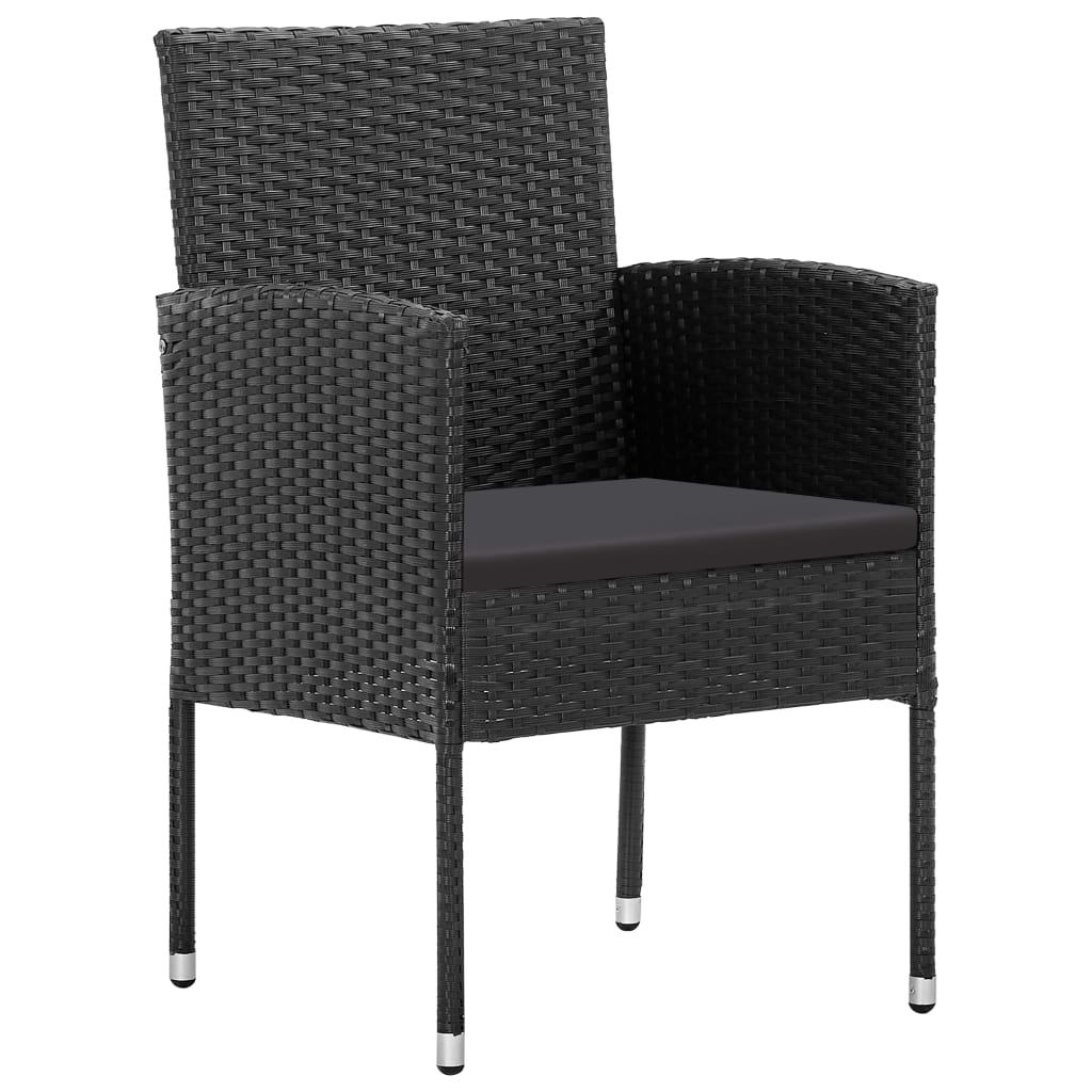 spisebordssæt til haven 5 dele polyrattan og stål sort