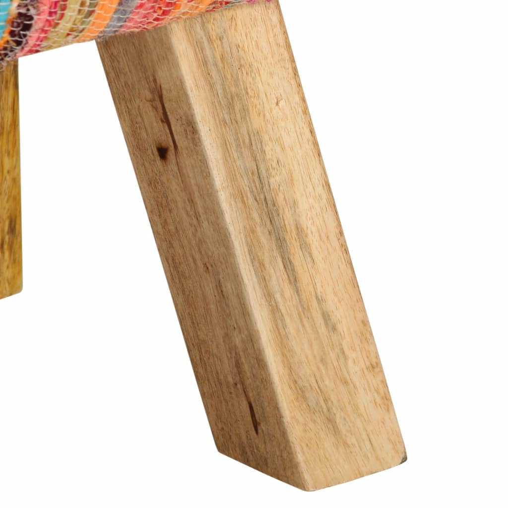 bænk 160 cm chindi-stof og massivt mangotræ flerfarvet