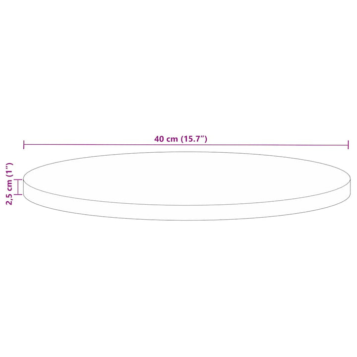 bordplade Ø40x2,5 cm rund massivt genbrugstræ
