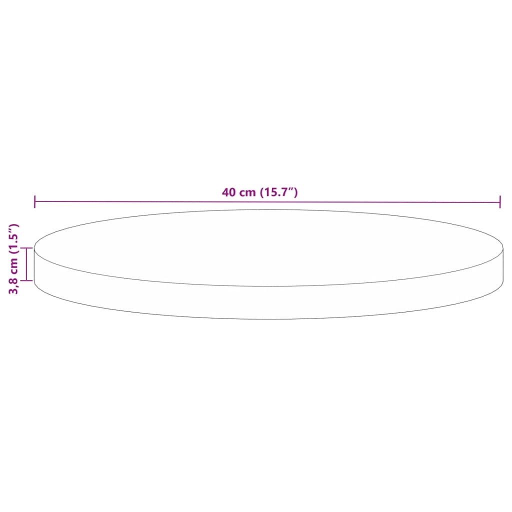 bordplade Ø40x3,8 cm rund massivt genbrugstræ