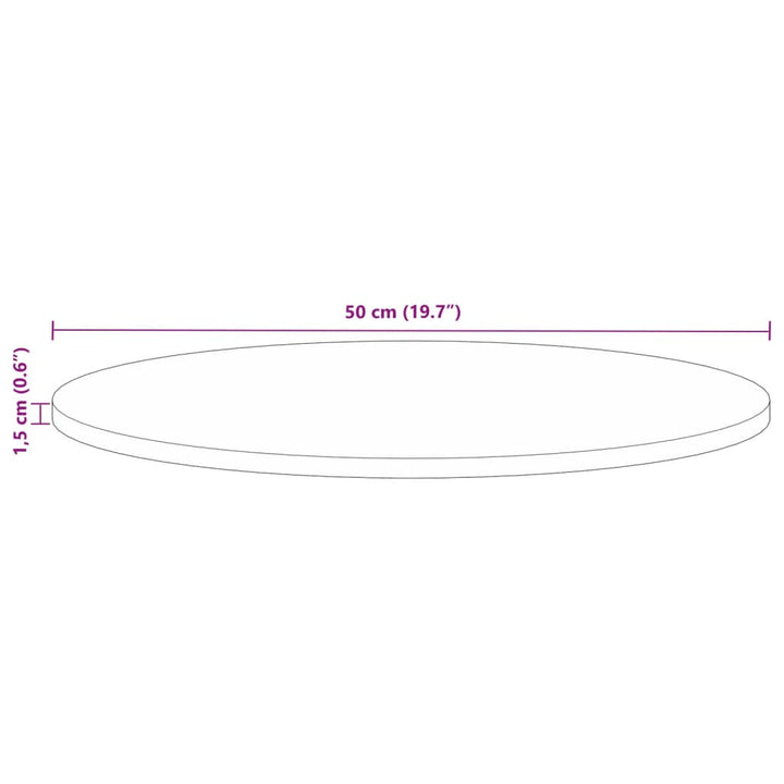 bordplade Ø50x1,5 cm rund massivt genbrugstræ