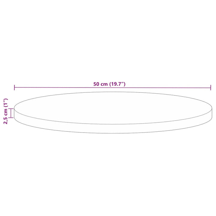 bordplade Ø50x2,5 cm rund massivt genbrugstræ