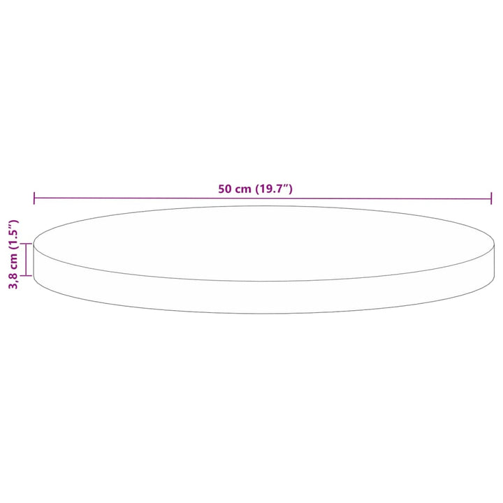 bordplade Ø50x3,8 cm rund massivt genbrugstræ