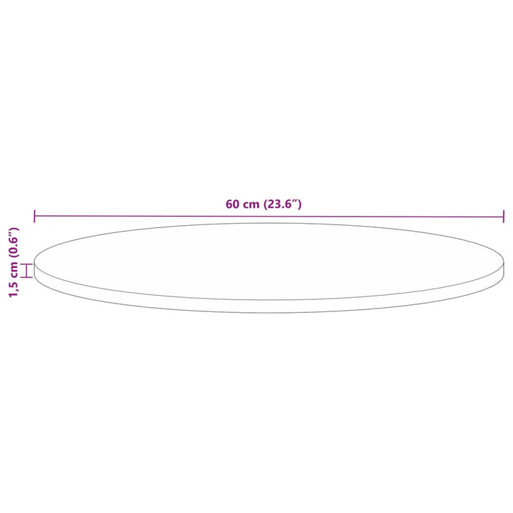 bordplade Ø60x1,5 cm rund massivt genbrugstræ