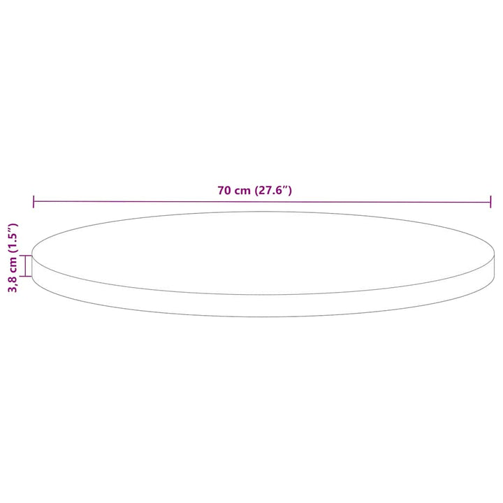bordplade Ø70x3,8 cm rund massivt genbrugstræ