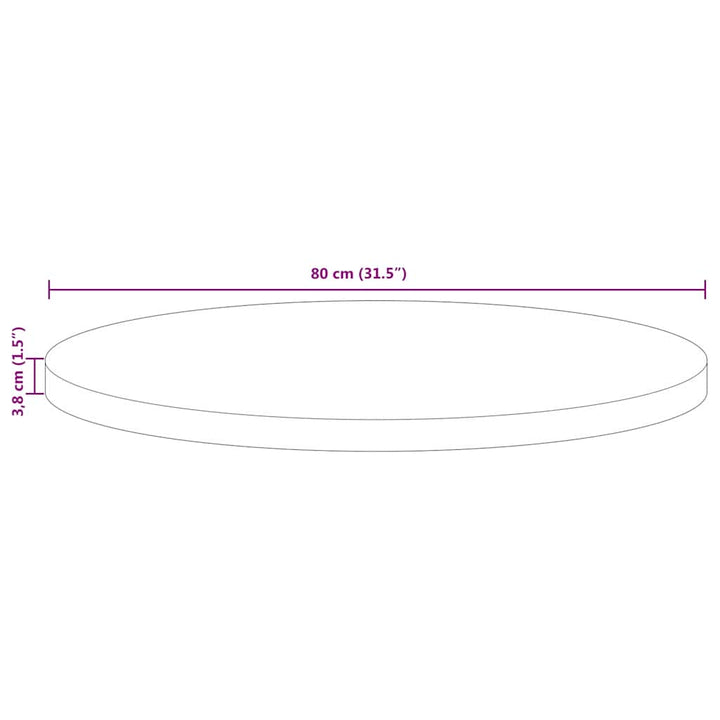 bordplade Ø80x3,8 cm rund massivt genbrugstræ